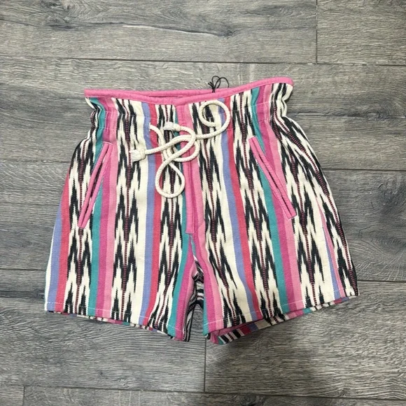 - ISABEL MARANT ÉTOILE Women’s Inima Jacquard Cotton Shorts Colorful Drawstring - Picture 5 of 6